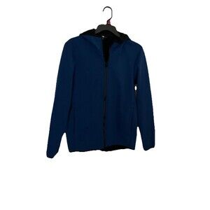 Uniqlo Womens Hooded Full Zip Jacket Size Small Blue Fleece Lined Pockets